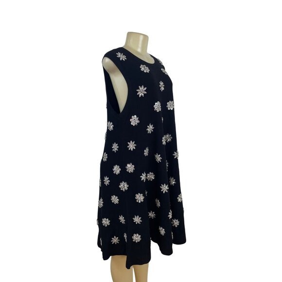 Michael Kors Black Sleeveless Rhinestone Embellished A-Line Dress XL - New - Picture 2 of 8